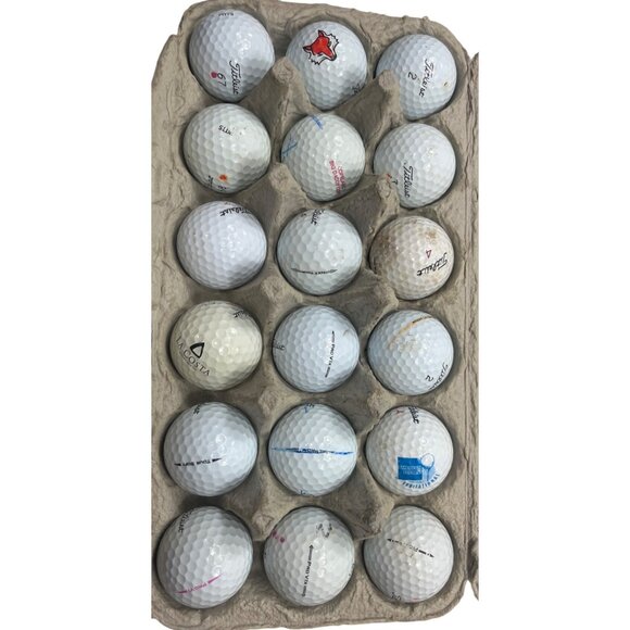 18 Titleist Golf Balls Used Stored In Egg Carton 103a - Picture 2 of 3
